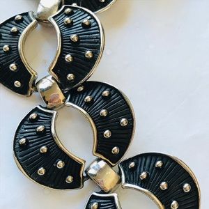 Rhodium Plated Matte Black Vintage Link Bracelet